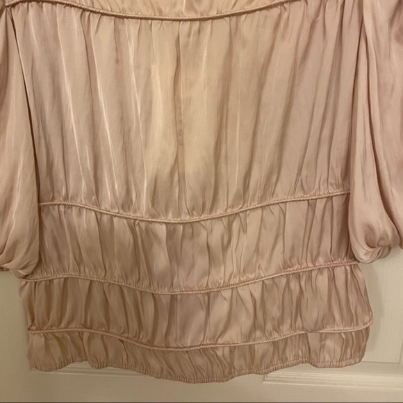 FRAME Julianne Puff Sleeve Crop Blouse in Blush XL - Picture 8 of 9